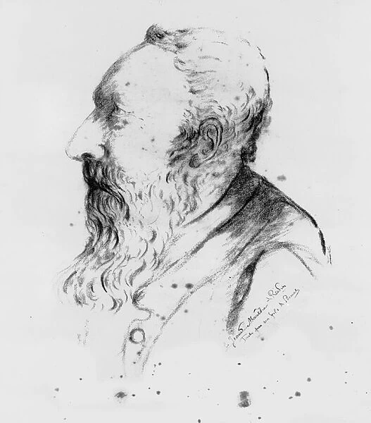 Portrait of sculptor Auguste Rodin (pencil on paper)