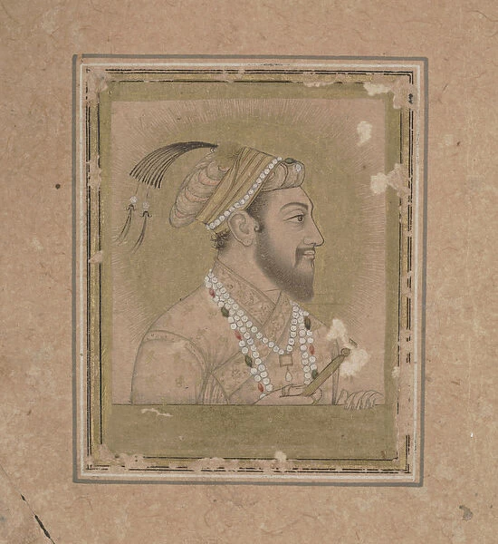 Portrait of Shah Jehan, c. 17th century (ink with watercolor and gold)