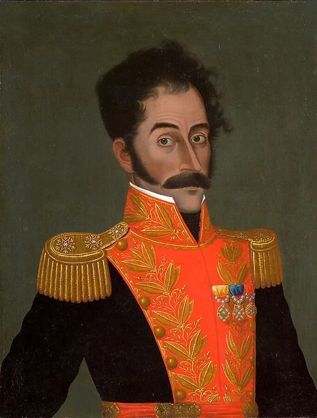 Portrait de Simon Bolivar (Le Libertador, 1783-1830) - Peinture de Jose Gil de Castro (1785-1837), huile sur toile, vers 1823, 65, 5x51 cm - Portrait of Simon Bolivar, Oil on canvas by Jose Gil de Castro - Museo de Arte de Lima
