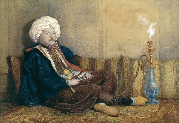 Portrait of Sir Thomas Philips in Eastern Costume, Reclining with a Hookah