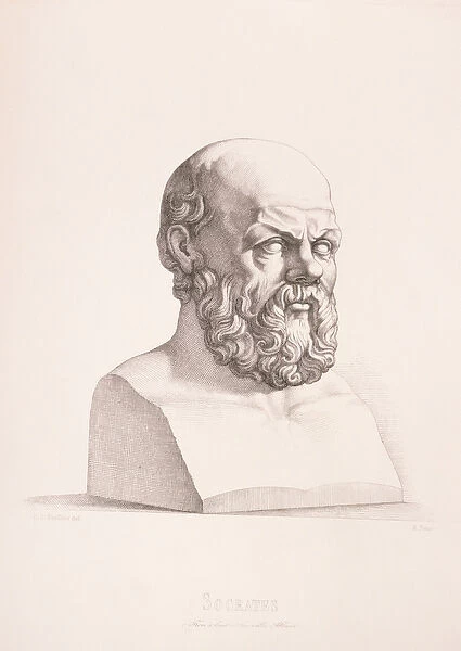 Portrait of Socrates (c. 470-399 BC) engraved by B. Barloccini, 1849 (engraving)