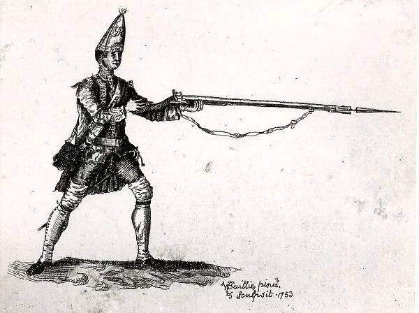 Portrait of a soldier, 1753 (engraving) (b  /  w photo)