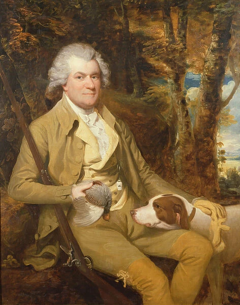 Portrait of Squire Morland with his gun and dog