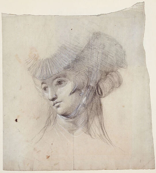 Portrait Study of a Woman, probably Mrs Fuseli (black chalk heightened with white