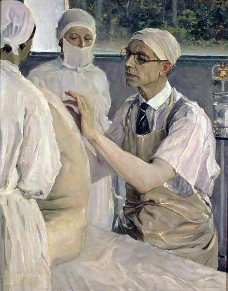 Portrait of the Surgeon Sergei Sergeevich Yudin (1891-1954) 1933 (oil on canvas)