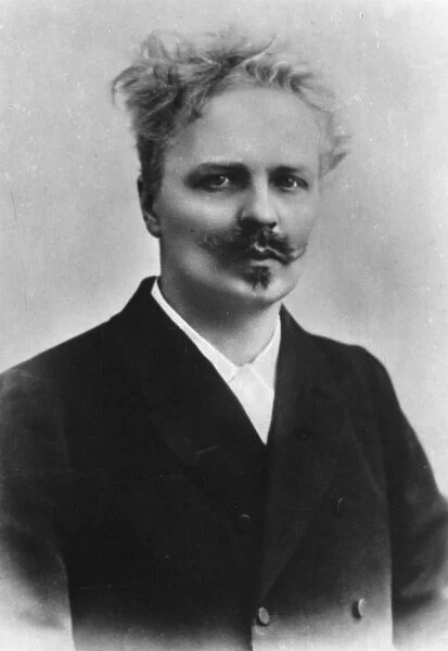 Portrait of Swedish writer August Strindberg (b  /  w photo)