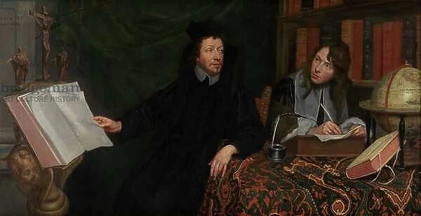 Portrait of a Theologian with his Secretary, 1668 (oil on canvas)