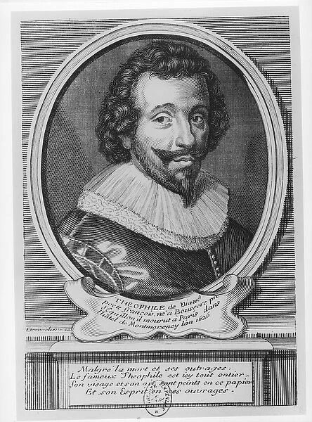 Portrait of Theophile de Viau (1590-1626) (engraving) (b  /  w photo)