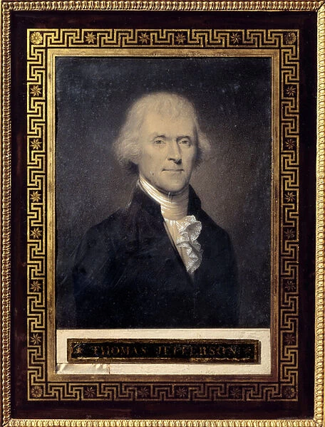 Portrait of Thomas Jefferson (1743-1826) President of the United States from 1801 to 1809 - Drawing by Bouch (19th century), black stone, chalk top Dim: 0, 25 x 0, 20m - Malmaison