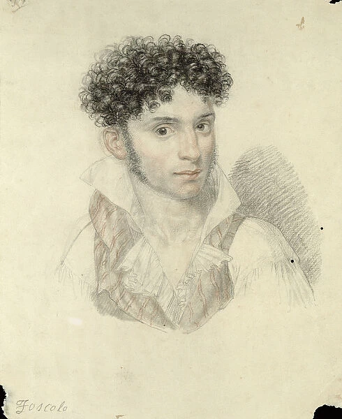 Portrait of Ugo Foscolo (1778-1827) (pencil on paper)