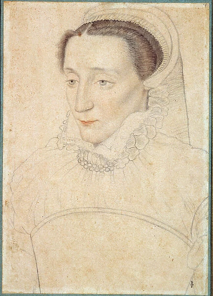 Portrait of an unknown lady. Drawing a blood and black stone by Clouet Francois