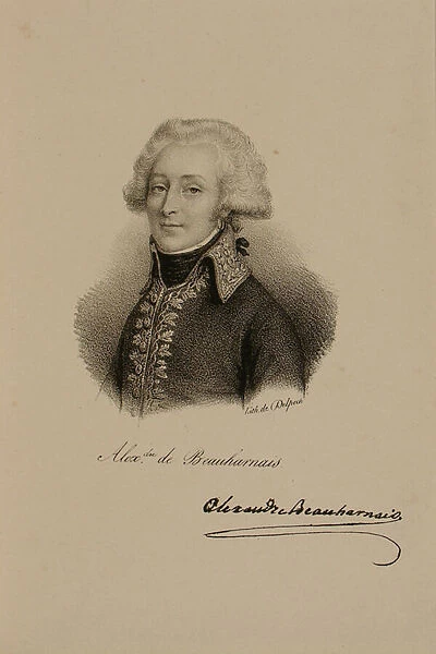Portrait of Viscount Alexandre-Francois-Marie de Beauharnais (1760-94) (litho)