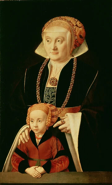 Portrait of a Woman with her Daughter (oil on canvas)