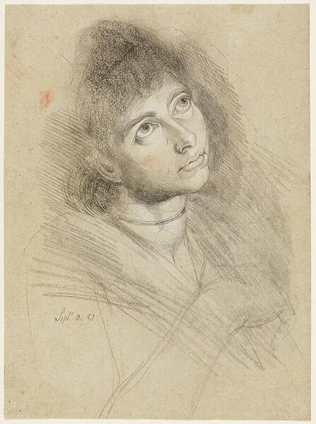 Portrait of a Woman (Martha Hess), 1781 (charcoal and black and white chalk on paper)