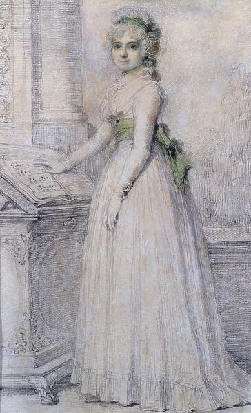 Portrait of a woman by a music stand, 1793 (pencil and w  /  c on paper)