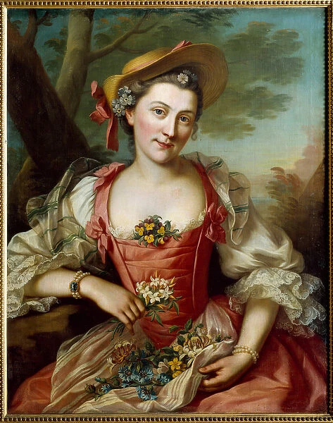 Portrait of Woman Painting by Donatien Honotte (1707-1785) 18th century Dijon
