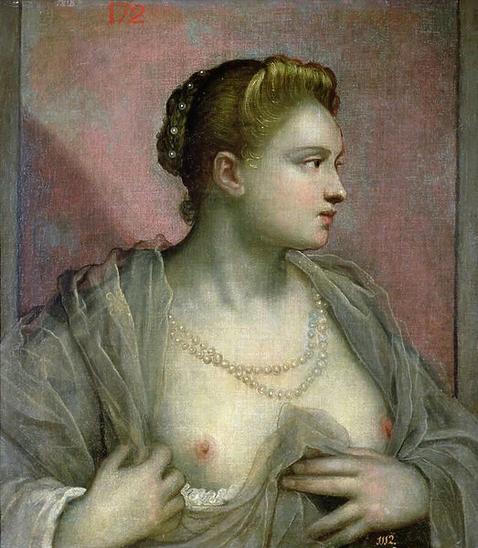 Portrait of a Woman Revealing her Breasts, c. 1570 (oil on canvas)