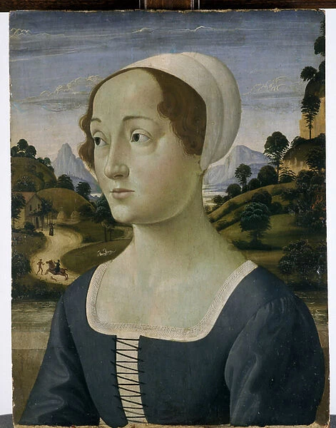 Portrait of a women in her mid-twenties (tempera on poplar wood)