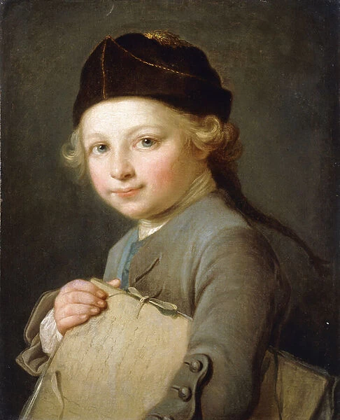 Portrait of a Young Boy, half-length, wearing a Grey Coat and Cap, (oil on canvas)