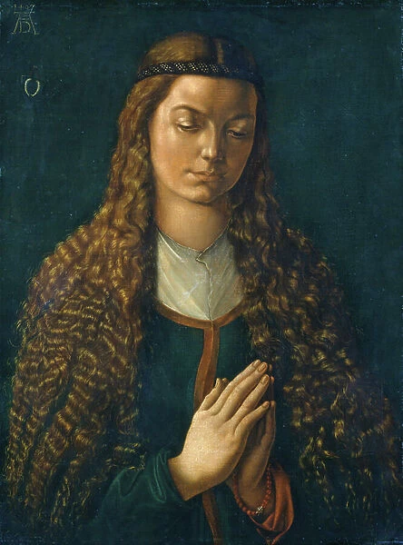 Portrait of a Young Woman with Her Hair Down, 1497 (w / c on canvas)