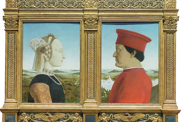 Portraits of the duke and duchess of Urbino, Federico da Montefeltro and Battista Sforza, 1472-75 circa, (oil on wood)