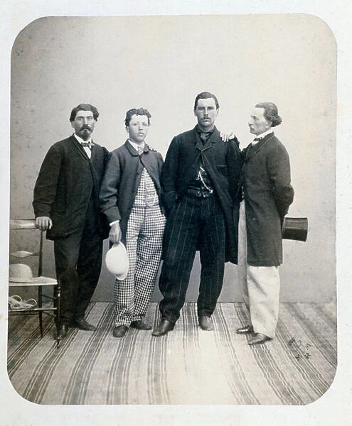 Portraits of Francesco Bidischini, Enrico Cairoli, Menotti Garibaldi and Dr. Giovan Battista Prandina, 19th century (b  /  w photo)