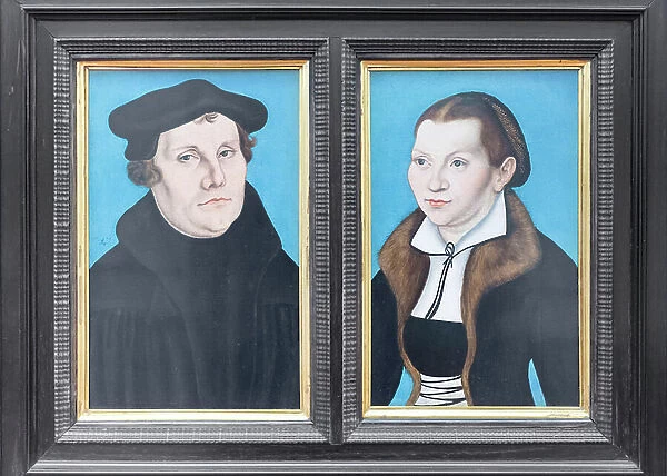 Portraits of Martin Luther and his wife Katharina von Bora, 1529, (oil on panel)