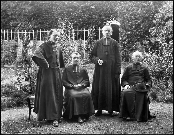 Portraits of four members of the Catholic clergy. At the Abbey of Septfontaines, Bourmont (Haute Marne). Photograph, circa 1870-1886, by Paul Emile Theodore Ducos (1849-1913)