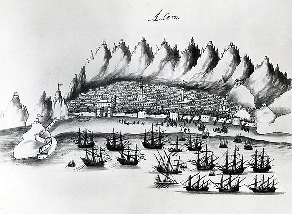 Portuguese Assault on Aden, illustration from Legends of India