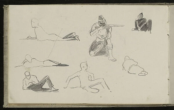 Possible studies for Dawn of Waterloo, 1893 (pencil on paper)