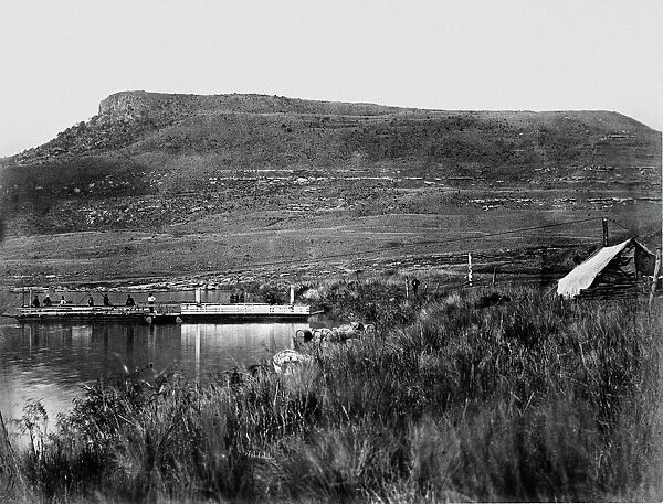 Post at Rorke's Drift with Signal Hill in the distance, 1879 (b / w photo)
