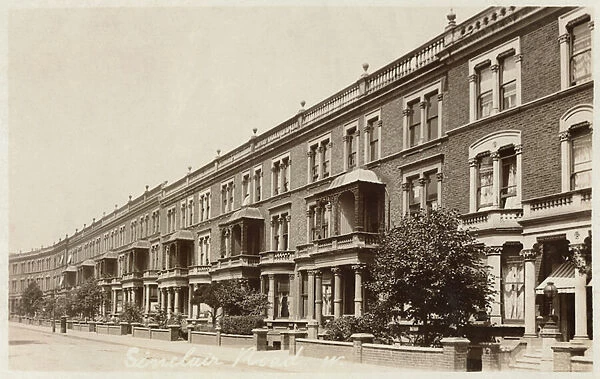 Postcard depicting Sinclair Road in West London (b  /  w photo)