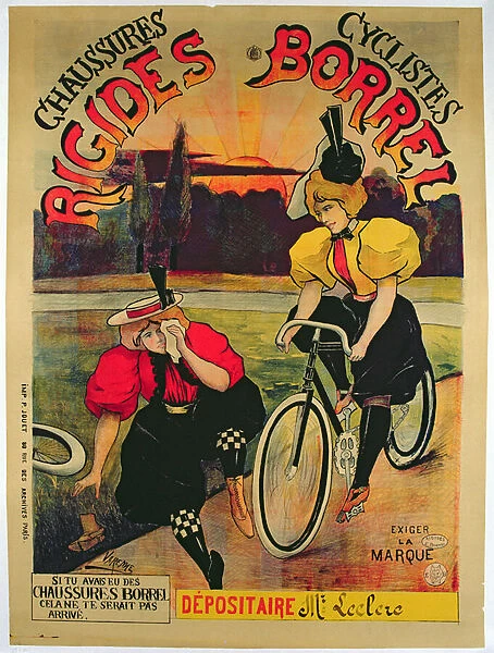 Poster advertising Borrel shoes for bicycles, c. 1900 (colour litho)