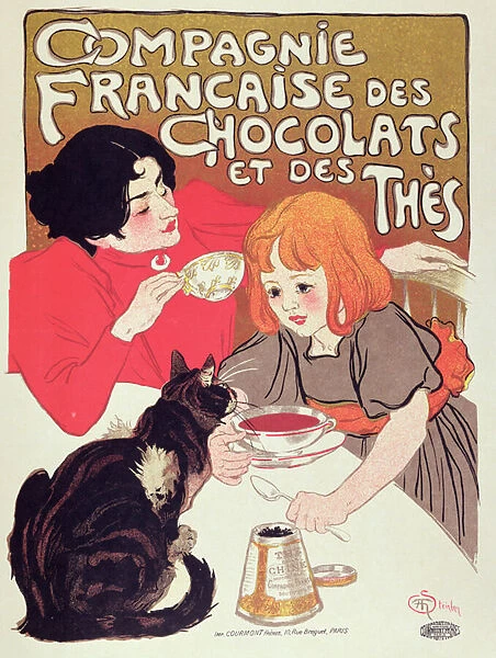 Poster advertising the Compagnie Francaise des Chocolats et des Thes, c