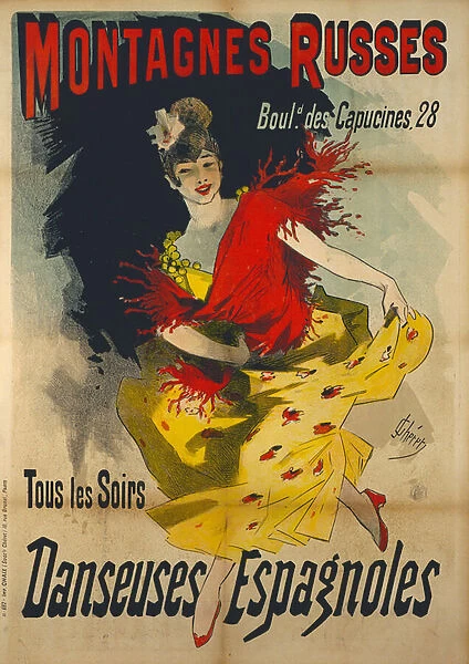 Poster advertising Danseuses Espagnoles at the Boulevard des Capucines