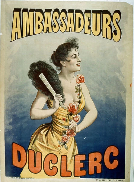 Poster advertising Duclerc at Les Ambassadeurs (colour litho)