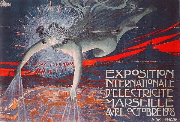 Poster advertising the Exposition Internationale d Electricite at Marseille