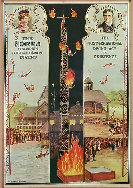 Poster advertising The Nords - Champion High and Fancy Divers (colour litho)