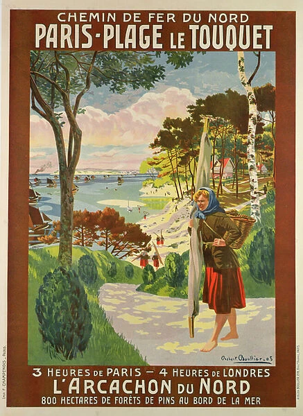 Poster advertising Paris-Plage le Touquet, Pas de Calais, c. 1910 (colour litho)