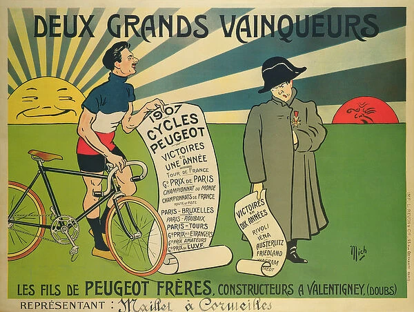 Poster advertising Peugeot bicycles (colour litho)