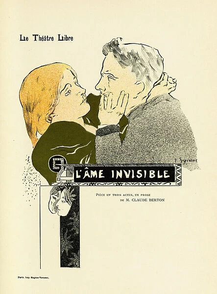 Poster for the invisible soul, piece of theatre by Claude Berton, represented in 1896 at the Free Theatre created in 1887 by Andre Antoine (1858-1943), Illustration en lithographie de Tancrede Synave (1870-1936)