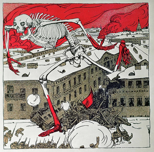 Poster issued by the revolutionaries in St. Petersburg, 1905, from 'The Russian Revolutionary Poster' by V. Polonski, 1925