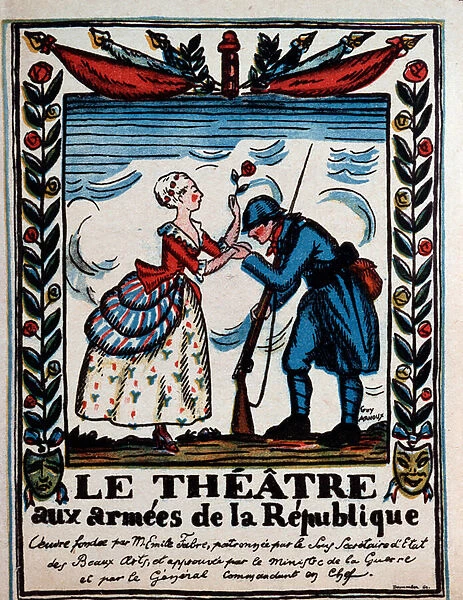 Poster 'Le theatre aux armees de la Republique'19th century Paris. Decorative Arts