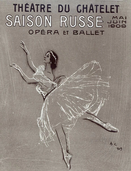 Poster for the Saison Russe at the Theatre du Chatelet, 1909 (charcoal