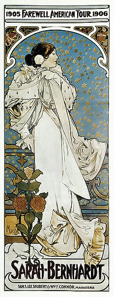 A poster for Sarah Bernhardt's Farewell American Tour, 1905-06, c. 1905 (colour lithograph)