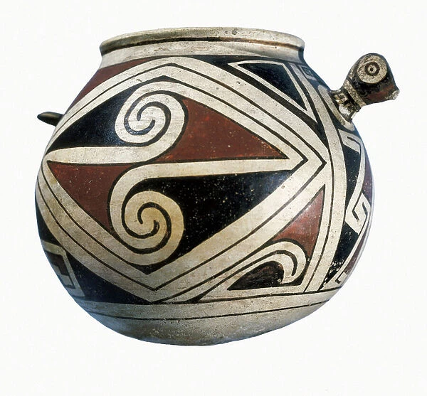 Pot with geometric patterns, Terracotta, 11-13th century