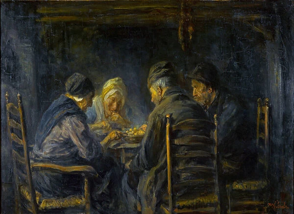Potato eaters - Les mangeurs de pommes de terre - Peinture de Jozef Israels (1824-1911) - c. 1902 - Oil on canvas - 119, 5x151 - Gemeentemuseum Den Haag