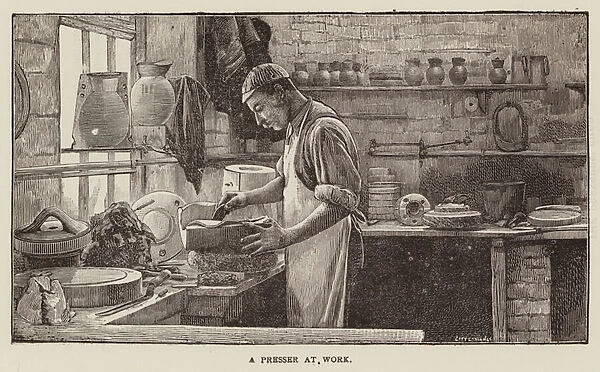 Pottery: A presser at work (engraving)