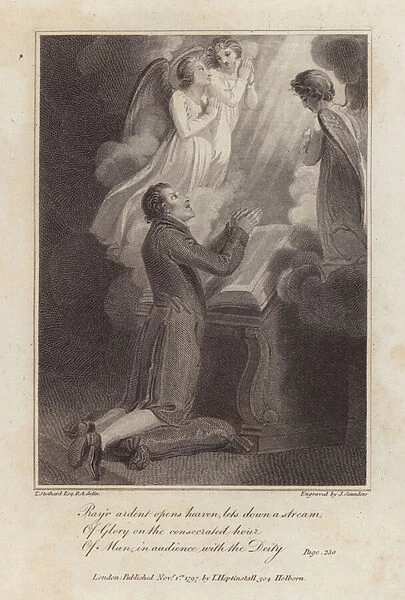 Power of prayer, scene from Night Thoughts, by English poet Edward Young (engraving)
