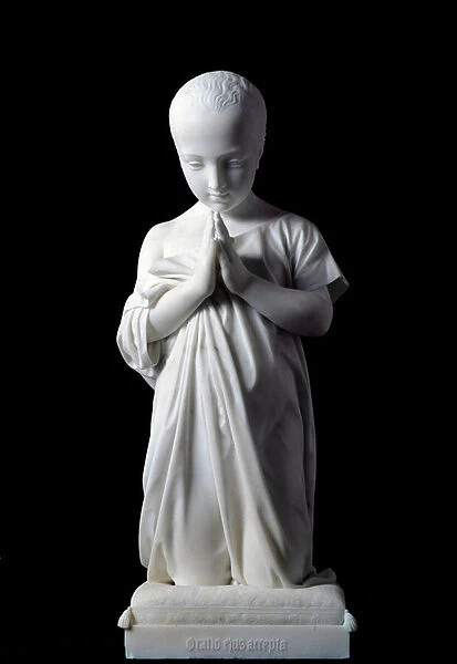 Prayer of Innocence Marble sculpture by Emilio Santarelli (1801-1886), approximately 1861. from the collection of Prince Odon di Savoia. Dim. 91x34x44 cm Genes, modern art gallery, inv. 1175